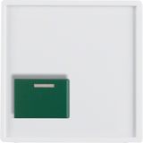 Central part with green off button, Berker Q.x, white, velvet
