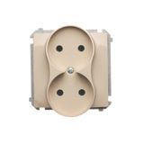 Double socket outlet without earthing, beige, 16A