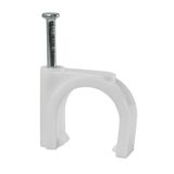FLOP-22 cable holder with nail, round cable ⌀22mm, white, nail: 3x42mm