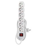 Extension Cord 5 m / 6 sockets / switch / white / PVC / 1.5 mm2