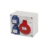 Box 3070 2x230V and 1x400V/32A/4p socket