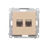 Double computer socket RJ45 category 6 with anti-dust cover, champagne matt