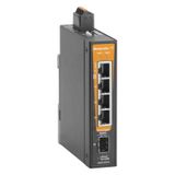 Network switch, unmanaged, Gigabit Ethernet, 4x RJ45, 1x 100/1000BaseS
