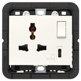 2P+E13A SICURY Mult.+USB C socket white