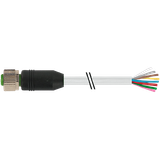 M12 female 0° A-cod. with cable PUR 8x0.25 gy 9.5m