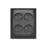 Quadruple socket outlet with earthing - IP20 version, 16A, Screw, black matt