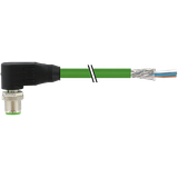 M12 male 90° D-cod. with cable shielded PVC 1x4xAWG22 shielded gn 3.0m