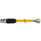 M12 male 0° A-cod. with cable shielded PUR 5x0.34 ye  2m