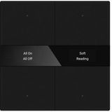 KNX push button 4-way, black glass surface