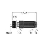 Field-Wireable Connector Female Connector M8 × 1/Ø 8 mm, Straight   H5131-0