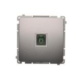 RJ11 single telephone socket, (module), Inox, metallized