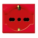 Combined schuko + italian standard socket outlet 2P+E  10/16A 250V shuttered - red - 2 modules