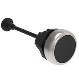 Mechanical RESET button, complete unit, spring return Ø22mm Platinum series chromed plastic, flush. Adjustable length 0...150mm/5.9in, black