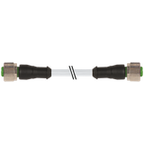 M12 male 0° / M12 female 0° A-cod. shielded PVC 12x0.14 BK 1m