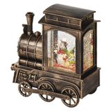 LED Christmas locomotive, 17 x 16 cm, 3x AA, cast. indoors, warm white, with timer