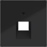 Central plate data socket 1-way, angled output, A.x/C.x, black glass.