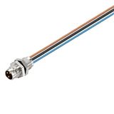 Built-in plugs, M8 thread, pin, straight, Mounting thread: M8, Number of poles: 8, Strand / cable length: 0.2 m