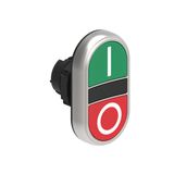 Double-touch actuator, spring return Ø22mm Platinum series chromed plastic, 2 flush pushbuttons. Both spring return, Green - Red/I - 0