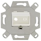 Mounting adapter, 2-fold, pure white (similar to RAL 9010), for “high-end” speaker sockets, for TAE covers