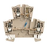 Component terminal block, Screw connection, dark beige, 2.5 mm², 24 V, 24 V, Number of connections: 3, Number of levels: 2, TS 35
