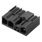 PCB plug-in connector, male header, closed side, Middle flange, THT solder connection, 10.16 mm, Number of poles: 3, 90°, Solder pin length (l): 3.5 mm, silver-plated, black, Box