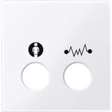 Central plate for call unit as diagnostic/plug contact, active white glossy, System M