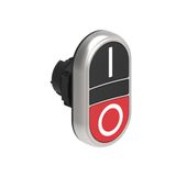 Double-touch actuator, spring return Ø22mm Platinum series chromed plastic, 2 flush pushbuttons. Both spring return, Black - Red/I - 0
