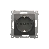 Single socket outlet with Schuko earthing, with shutters, (module), 16A, 250V, quick connection, anthracite, metalic