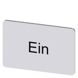 Labeling plate 17.5x27 mm, silver-colored label, labeling: Ein