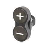 Twin push-button +/-, black-black