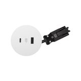 Furniture charger USB-A+C 18W, Simon 400 Flash 60, 5V, 3.1A, 20 cm cable; Wieland quick connector, white, Power: A+C: 18,0W (9,0V/2A), USB type A; USB type C