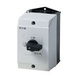 P1-25/I2/N On-Off switch, P1, 25 A, surface mounting, 3 pole + N, with black thumb grip and front plate