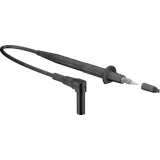 Measuring lead with (test probe, straight) to (4 mm plug, spring-loaded, angled), 1 m, black, PVC, 1.0 mm², CAT II, 66.9008-10021