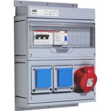 Modular Combi Plastic, 1x3P+N+E 16A, 2x10/16A Schuko(MCB 203-C16, RCD F204 A-25/0,03), 250x360x160, IP44