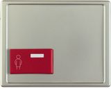 Centre plate red button at bottom, arsys, stainless steel matt, lacq.