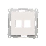 Double Keystone flat IT/telephone socket cover, white matt