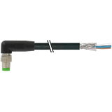 M8 male 90° A-cod. with cable PUR 4x0.34 shielded bk+drag-ch 5m