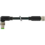 M8 male 90° / M8 female 0° A-cod. PUR 4x0.25 bk UL/CSA+robot+drag ch. 