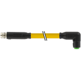 M8 male 0° / M8 female 90° A-cod. snap-in PVC 3x0.25 ye UL/CSA 1m