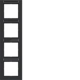 Cover frame 4-way vertical, text field, A.1, matte night black