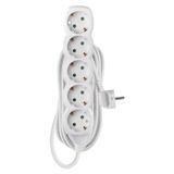 Extension Cord 5 m / 5 sockets / white / PVC / 1.5 mm2