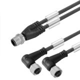 Sensor/actuator line, Connecting line, M12 / M12, Number of poles : 3, 5 m, Twin cabling, Shielded: No, LED: No, Sheath material: PVC, Halogen: Yes