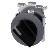 Toggle switch illuminable, 30 mm, round, metal, matt, black, knob short
