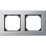 Cover Frame Merten M-Plan Metal 2-Gang Platinum Silver