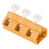Printed circuit board terminals, 10.00 mm, Number of poles: 7, 135°, Solder pin length (l): 3.5 mm, tinned, orange, Tension clamp connection with actuator, Clamping range, max. : 2.5 mm², Box