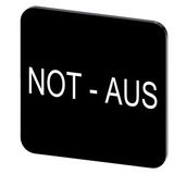 Labeling plate 22 x 22 mm, label black, labeling: Not-Halt