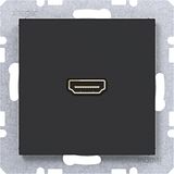 HDMI socket with 90° plug connection, A.x/C.x night black matte
