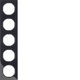 Frame 5gang, R.3, black glossy