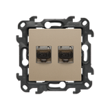 Double IT socket RJ45 category 6, (module), Simon 24, IP20, champagne matt