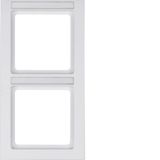 Frame 2gang vert., lab. field, Q.3, p. white velvety